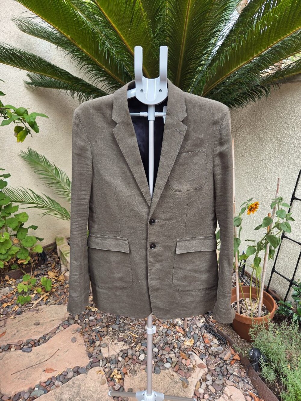 Vintage Burberry Prorsum Runway Women's Linen Blazer in Olive Green